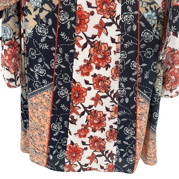 Cato Dress Size 14 16W Bohemian Multicolor Floral Dramatic Bell Sleeve V Neck - Picture 4 of 11